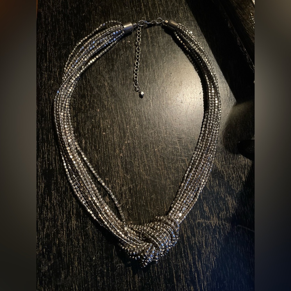 Stella & Dot Silver and Gold MultiStrand Knotted Necklace